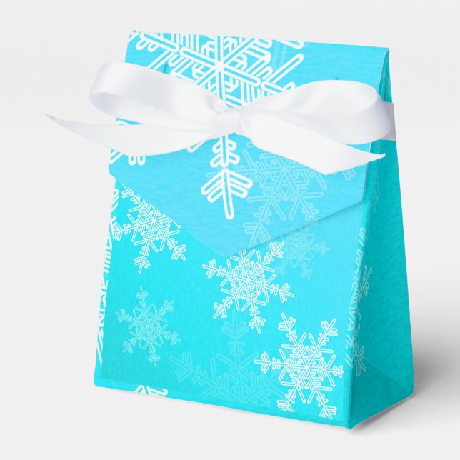 Blue White Snowflakes Minimalistisch Weihnachten Geschenkschachtel (Vorderseite)