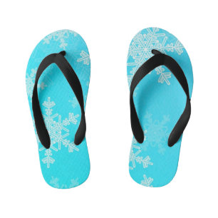 Blue White Snowflakes Minimalistisch Weihnachten Kinderbadesandalen