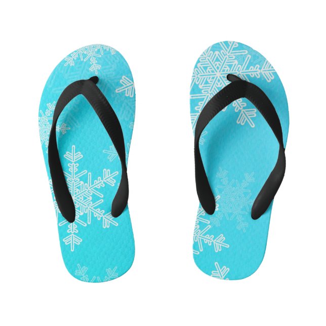 Blue White Snowflakes Minimalistisch Weihnachten Kinderbadesandalen (Fußbett)