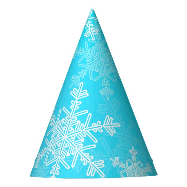 Blue White Snowflakes Minimalistisch Weihnachten Partyhütchen (Vorderseite)