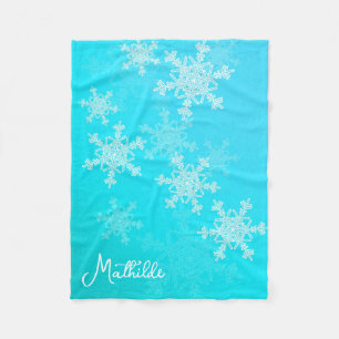 Blue White Snowflakes Minimalistischer Weihnachtsn Fleecedecke