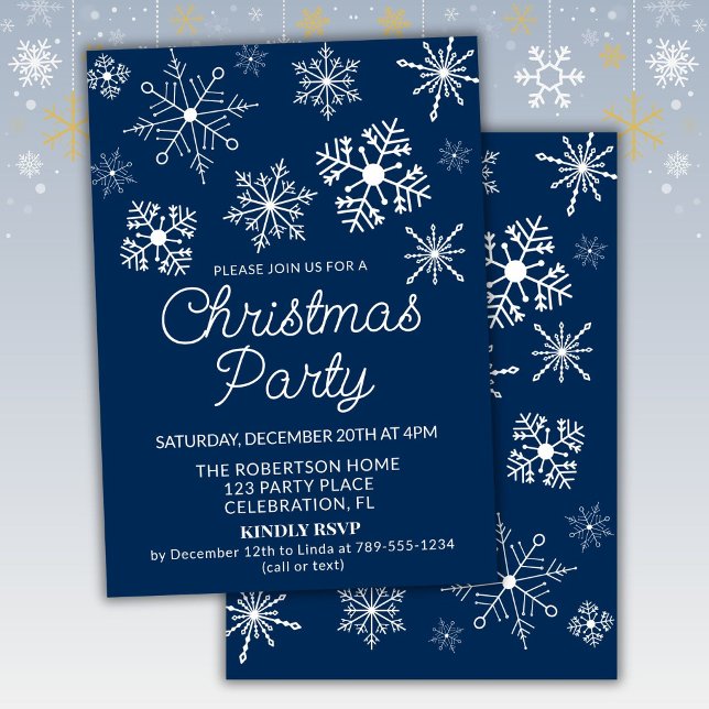 Blue White Snowflakes Noël Fête Invitation (Créateur téléchargé)