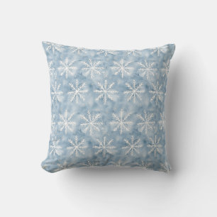 Blue White Snowflakes Weihnachten Kissen