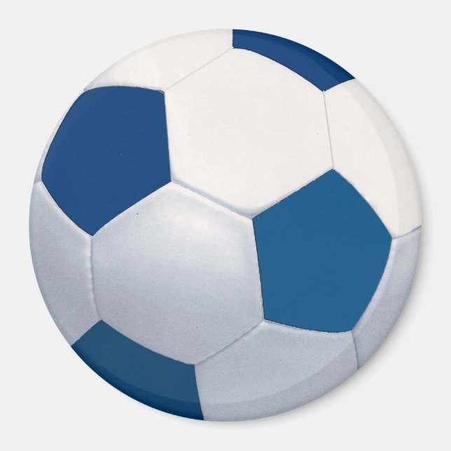 Blue & White Soccer Ball Magnet (Vorne)