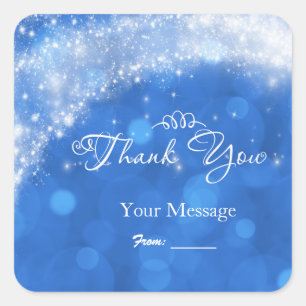 Blue & White Sparkle Aschenputtel Jedes Event Part Quadratischer Aufkleber