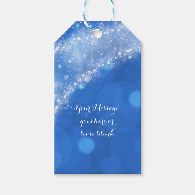 Blue & White Sparkle Cinderella Wedding Party Geschenkanhänger (Vorderseite)