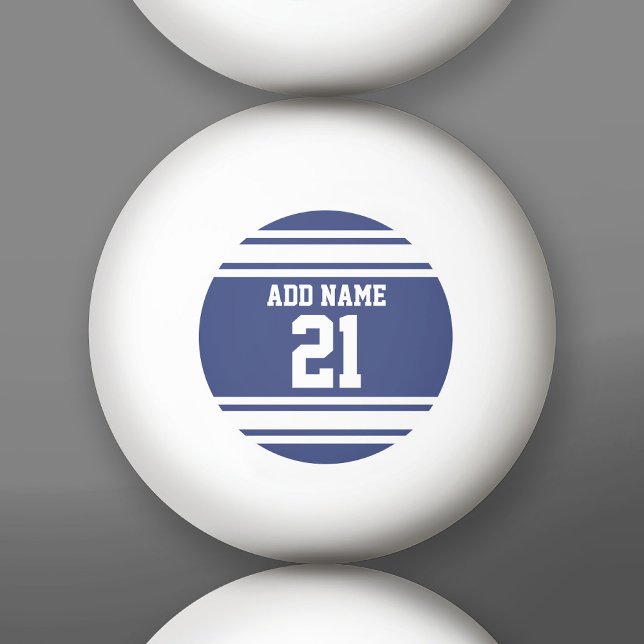 Blue White Sports Jersey Individuelle Name Number Tischtennisball (Custom Ping Pong Balls)