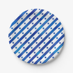 Blue White Stars Stripes America USA Patriotic Pappteller