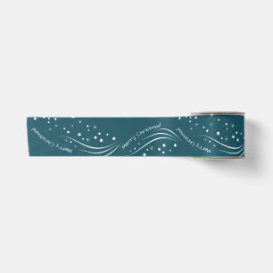 Blue & White Stary Merry Cristmas Satin Ribbon Satinband