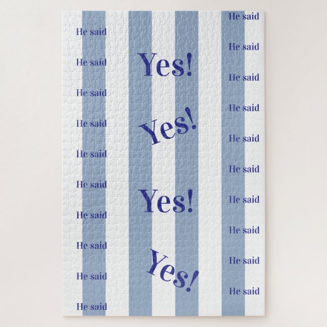 Blue & White Stripe He said Yes! Colors Puzzles  (Vertikal)