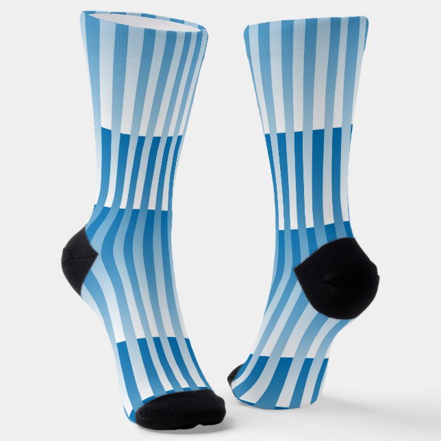 Blue White Striped Pattern Socken (Gewinkelt)