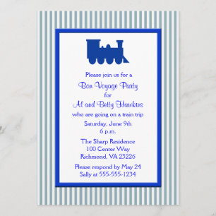 Blue White Stripes Bahn Bon Voyage Party Einladung