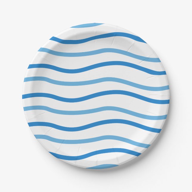 Blue & White Stripes Hochzeitsfeier, Brautparty Pappteller (Vorderseite)