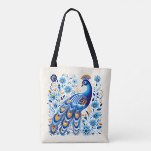 Blue White Stylish Trendy Informal Causal Floral Tasche