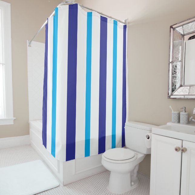 Blue White Summer Stripes Duschvorhang (Beispiel)