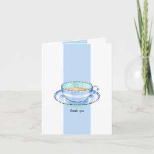 Blue White Teacup blanc bleu Merci Carte Note