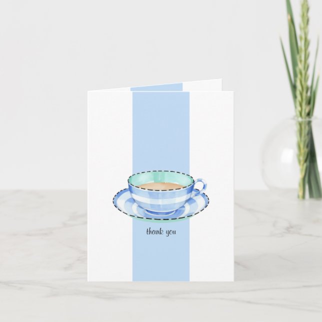 Blue White Teacup weiß blau Danke Note Card (Vorderseite)