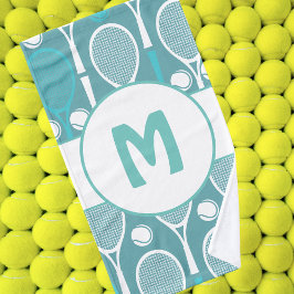 Blue & White Tennis Rackets Balls Player Name Nied Handtuch