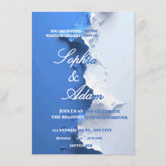 Blue & White Textured Art Wedding Invitation  Einladung