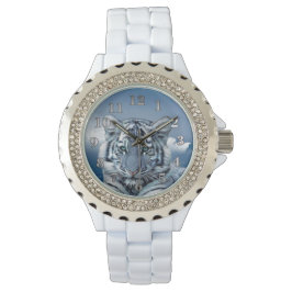 Blue White Tiger Armbanduhr