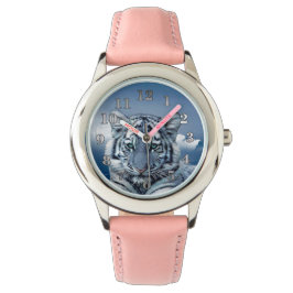 Blue White Tiger Armbanduhr