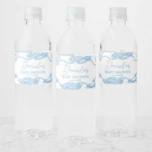 Blue White Toile de Jouy Bear Baby Dusche