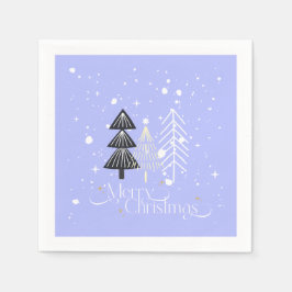 Blue &White Trees Elegant Christmas Holiday  Serviette