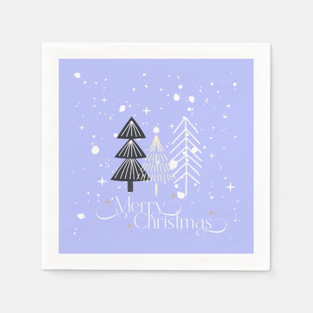 Blue &White Trees Elegant Christmas Holiday  Serviette (Vorderseite)