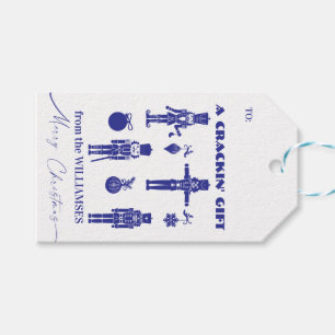 Blue & White Trendy Nutcracker Crackin' Holiday Geschenkanhänger