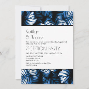 Blue White Tropical Palm Hochzeitsempfang Einladung