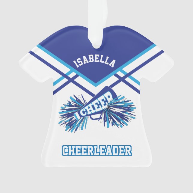 Blue, White und Light Blue Cheerleader Ornament (Vorderseite)