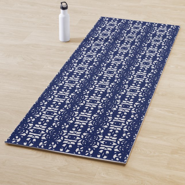 Blue & White Unique Abstract Pattern Yogamatte (Beispiel)