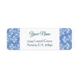 Blue White Vintag Damask Rücksendeadresse