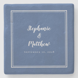 Blue White Wedding Bride & Groom Elegant Einfach Steinuntersetzer