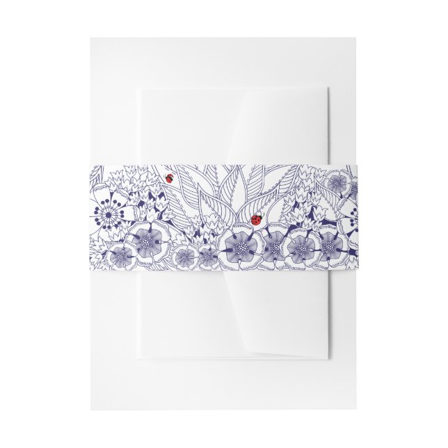 Blue White Wedding Einladungsbanderole (Vorderseite Beispiel)