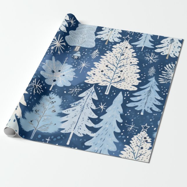 Blue & White Weihnachtsgeschenk Geschenkpapier (Ungerollt)