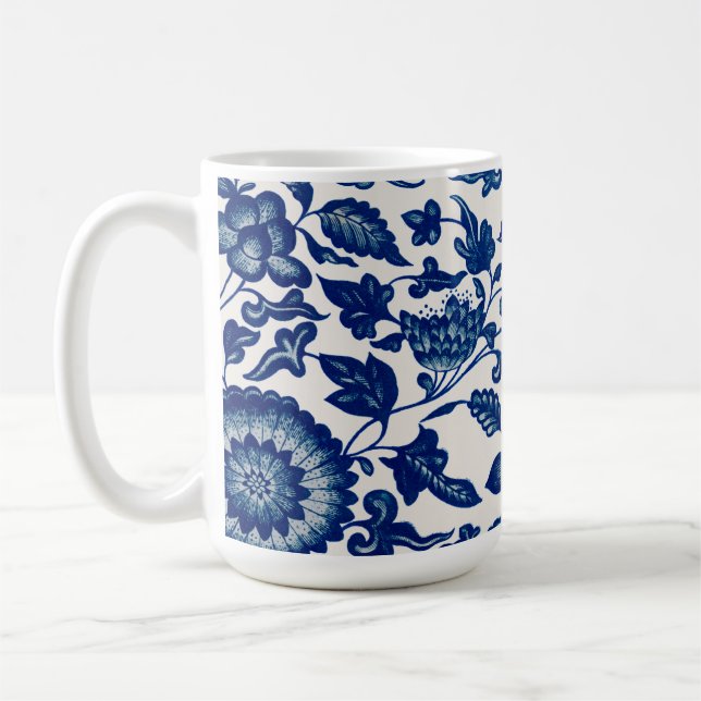 Blue White Wildflower French Country Chinoiserie  Kaffeetasse (Links)