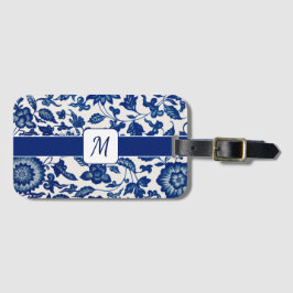 Blue White Wildflower French Country Custom Name Gepäckanhänger