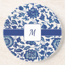 Blue White Wildflower French Country Custom Name Getränkeuntersetzer