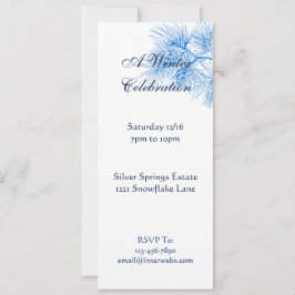 Blue White Winter Pine Custom Holiday Invitations
