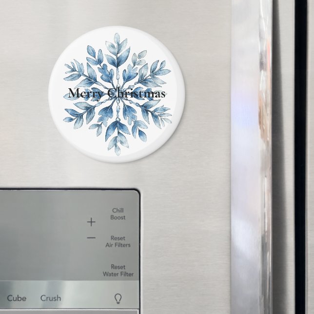 Blue White Winter Snowflakes Weihnachten Magnet (In Situ (Kühlschrank))