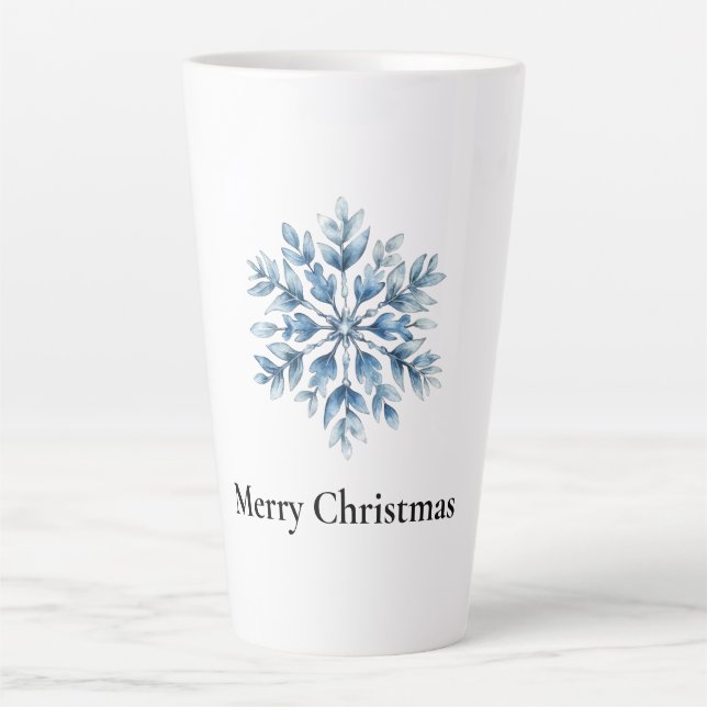 Blue White Winter Snowflakes Weihnachten Milchtasse (Vorderseite)