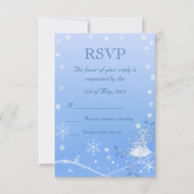 Blue & White Winter Wedding UAWG RSVP Karte (Vorderseite)