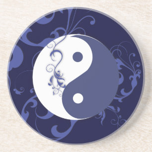 Blue & White Yin & Yang Untersetzer
