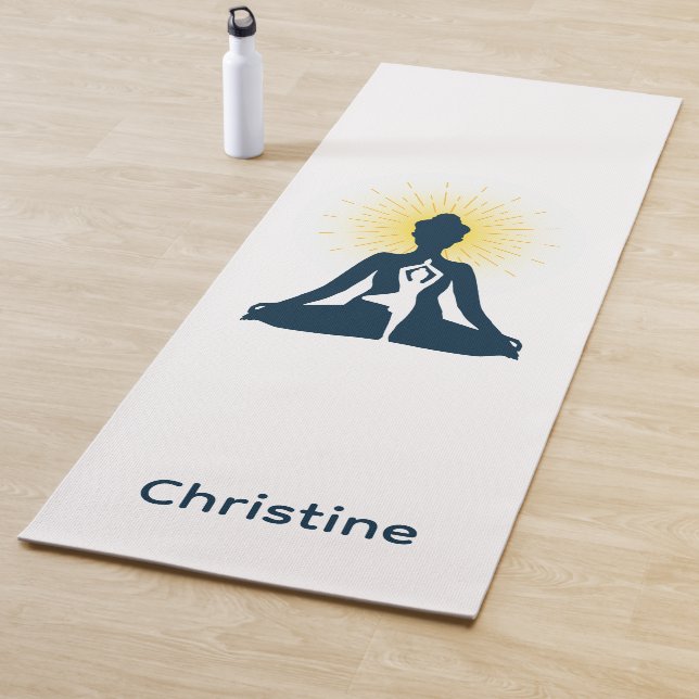 Blue-White Yoga Pose und Individuelle Name Yogamatte (Beispiel)