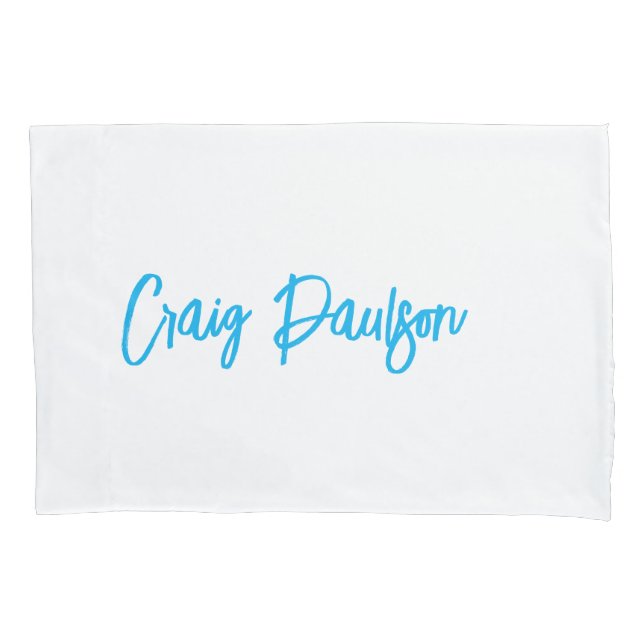Blue White Your Name Calligraphy Einzigartig Minim Kissenbezug (Vorderseite)