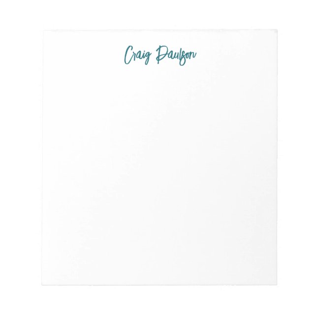 Blue White Your Name Calligraphy Einzigartig Minim Notizblock (Vorderseite)