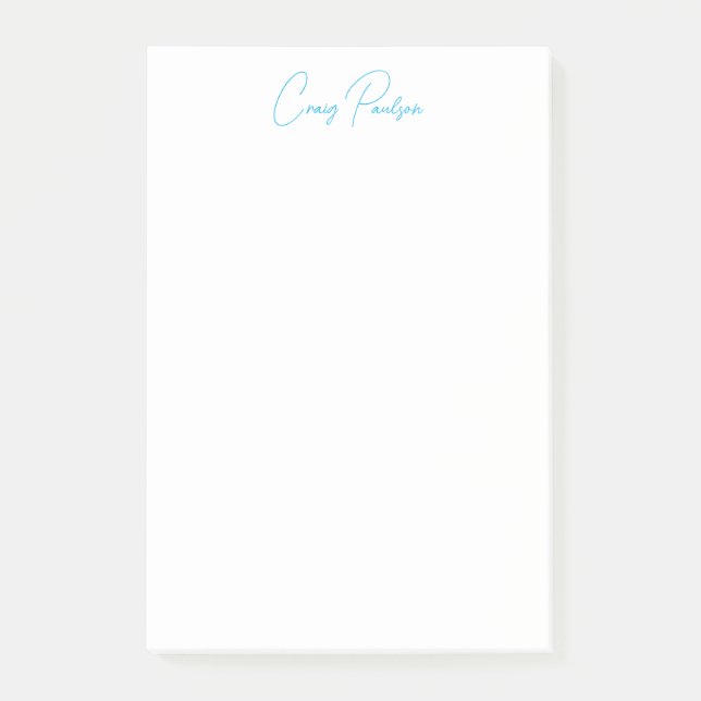 Blue White Your Name Calligraphy Einzigartig Minim Post-it Klebezettel (Vorderseite)