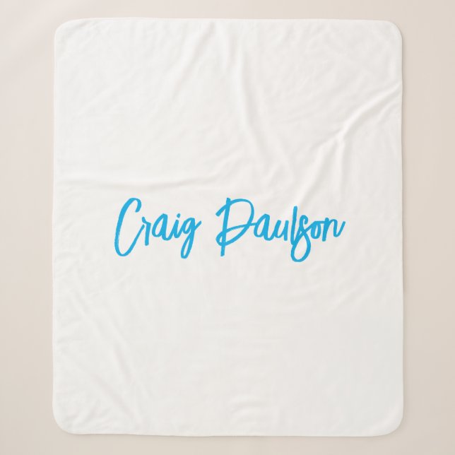 Blue White Your Name Calligraphy Einzigartig Minim Sherpadecke (Vorderseite)