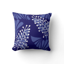 BLUE WHUE SPRIGS Retro Throw Kissen